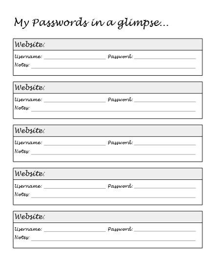 Printable Passwords Organizer, Digital Download, Planner, PDF, 8.5 X 11 ...