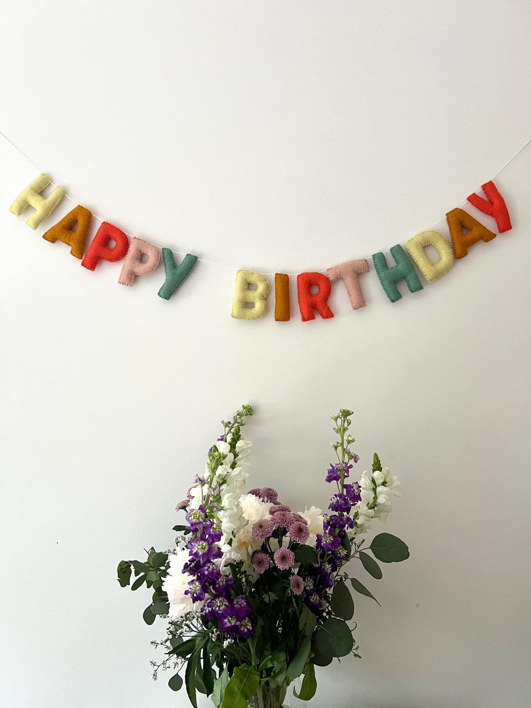 Happy Birthday Felt Garland Birthday Party Backdrop Rainbow Decor - Etsy