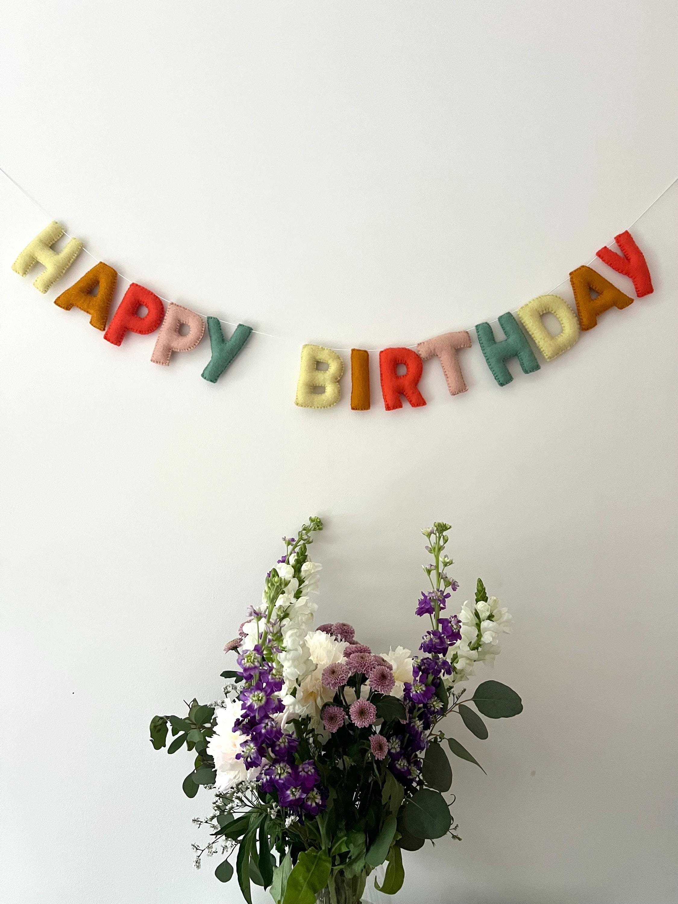 Happy Birthday felt garland birthday party backdrop rainbow decor