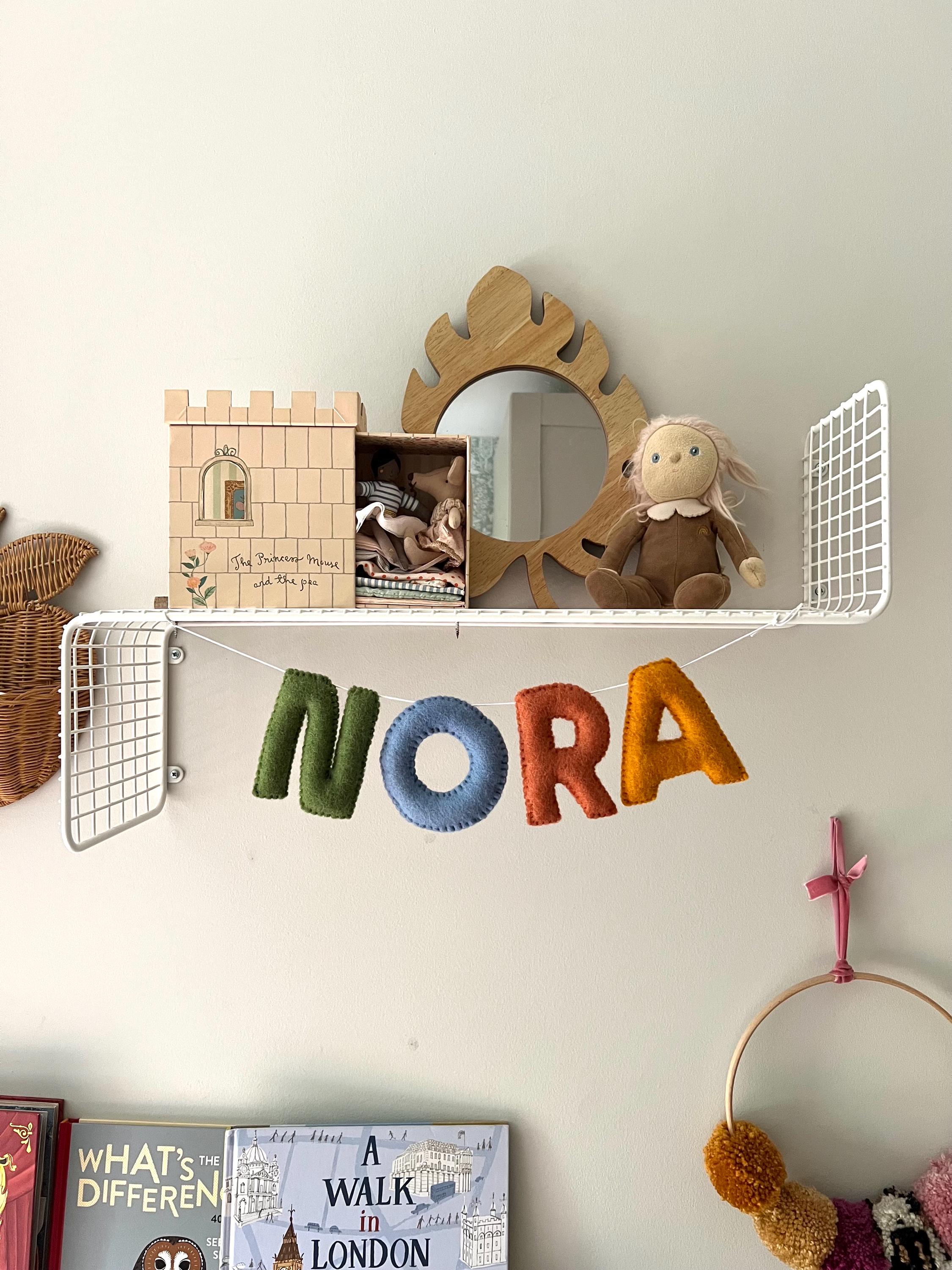Guirnalda de fieltro con nombre para regalo de bebé, decoración infantil