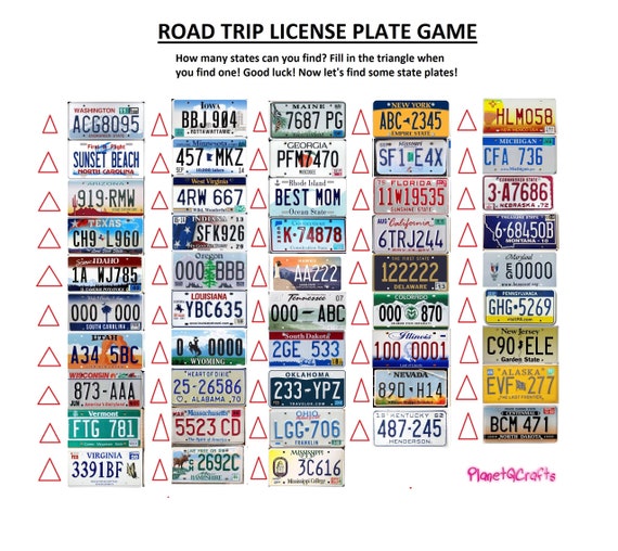 road trip license plate game etsy