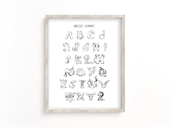 Printable Animal alphabet print Nursery print Childrens | Etsy