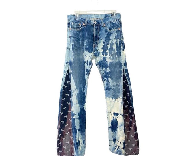 Levi’s 505 Custom Jeans Waist 29 Womens Size 8 Medium Levis OOAK Bleach Upcycled