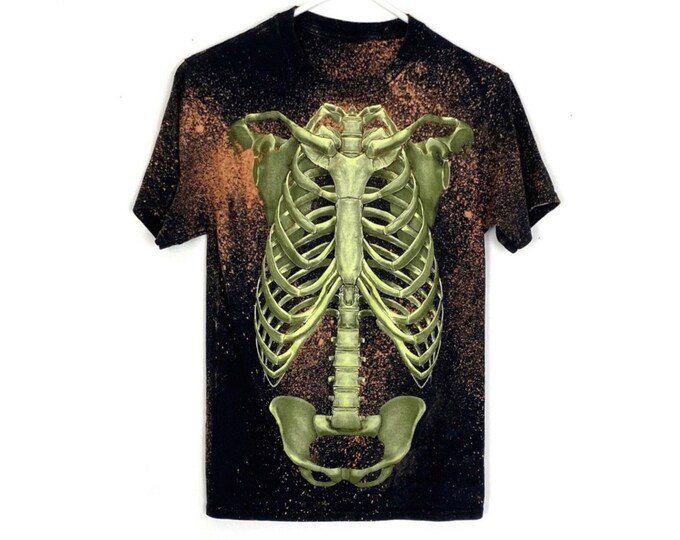 Upcycled Custom Bleached Rib Cage Bleached Tee UNISEX