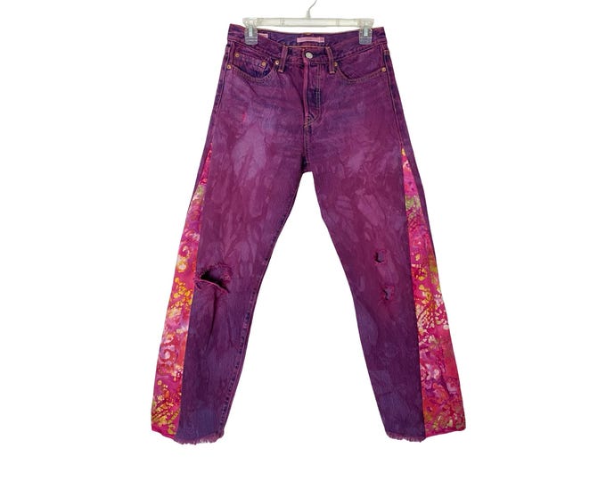 Levi’s Wedgie Custom Jeans Womens Size Small 4 6 Waist 27 28 Tie Dye Flare Levis