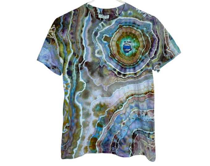 Sandro Paris Mr Bump Tee Tshirt Mens XS Unisex Crewneck Shirt Sleeve Handmade Geode Ice Tie Dye Free Shipping Green Blue