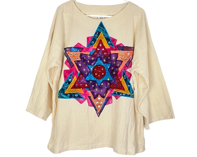 Alfredo’s Wife Tunic Top Shirt Womens Medium Hand Made In USA Native American Free Shipping