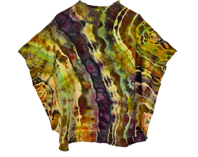 Frank & Eileen Audrey Funnel Neck Capelet Pullover Tunic Womens One Size Tie Dye