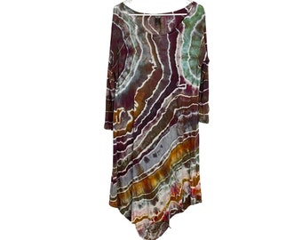 FP Free People Tie Dye Tunic Dress, Mesh Back (Size Small)