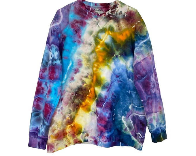 Handmade Tie Dye Sweatshirt Mens Size XL Unisex Upcycled Pullover One Of A Kind Free Shipping