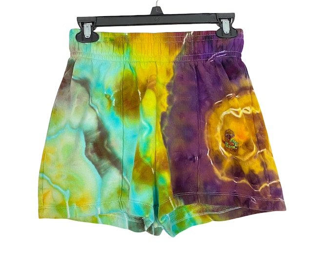 Tie Dye Shorts Womens Size Small Mushroom Embroidered Limited Edition Gold Free Shipping