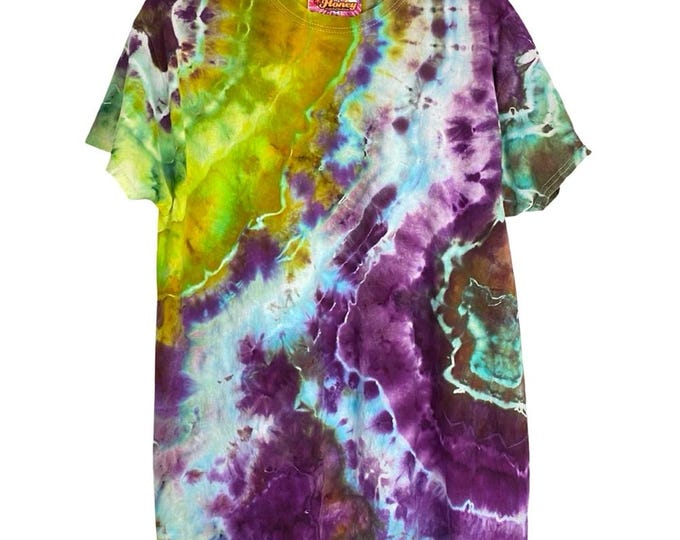 Handmade Geode Tie Dye Tee Mens Size Large Crewneck Short Sleeve Tshirt Shirt