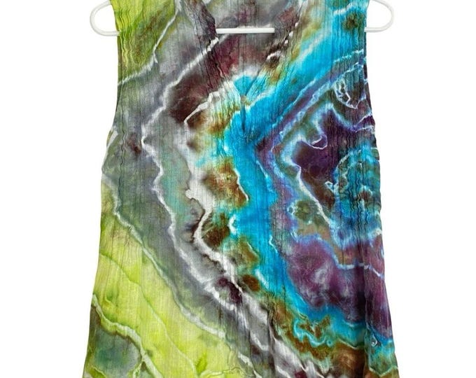 CP Shades Tie Dye Tank Top Womens XS Geode Hand Dyed Shirt Gray Turquoise