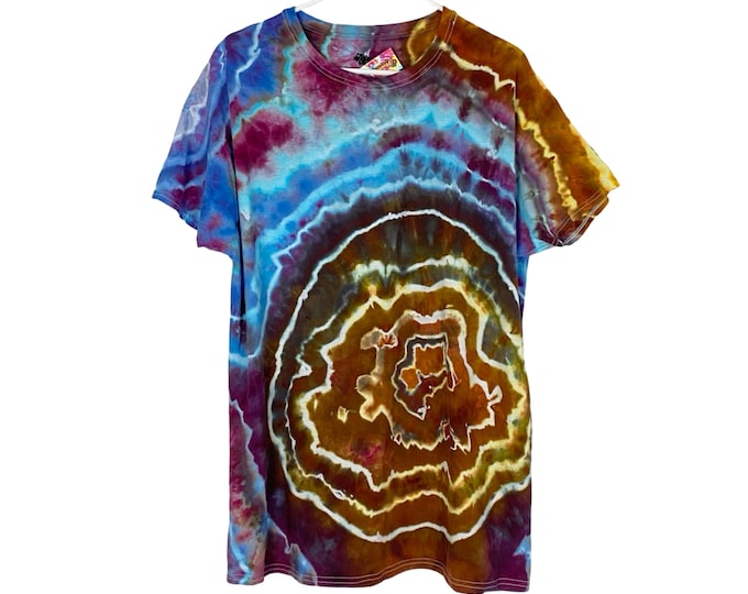 Handmade Geode Tie Dye Tee Tshirt Mens Large Unisex Cotton Short Sleeve T-Shirt Free Shipping