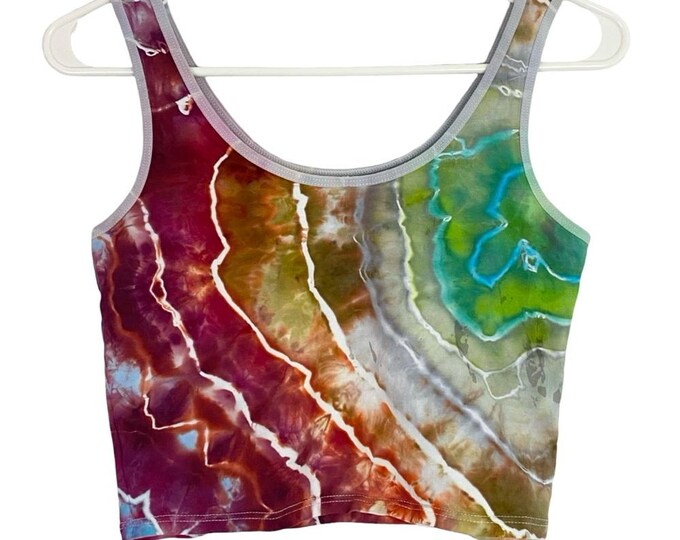 Handmade Geode Tie Dye Tank Top Crop Womens Size Small Hand Dyed Colorful Multi