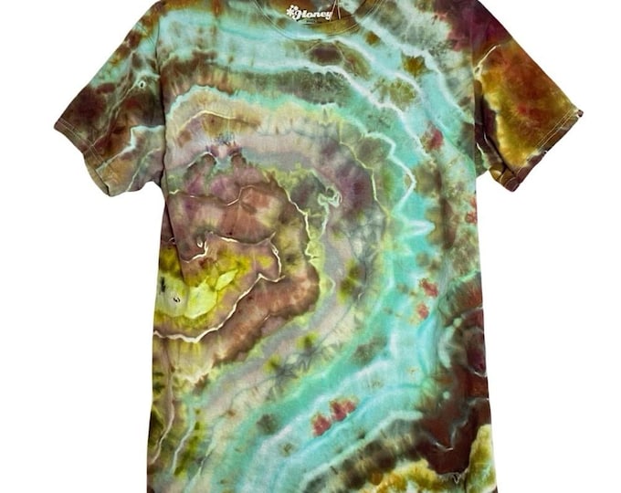 Handmade Geode Tie Dye Tee Tshirt Mens Size Medium Unisex Crewneck Cotton Multi