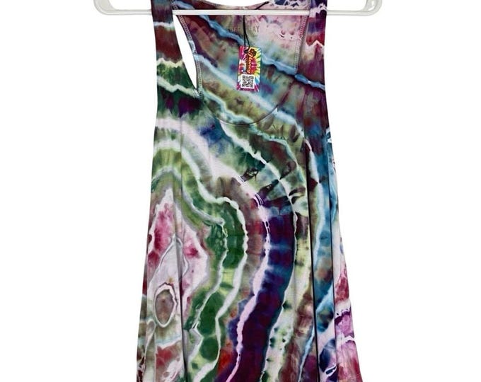 Handmade Geode Tie Dye Tank Top Womens Size Small Soft Lightweight Blue Green