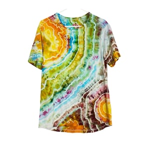 Handmade Pima Cotton Geode Tie Dye Tee Shirt Mens Size Medium Unisex TShirt Crewneck Short Sleeve Colorful Hand Dyed Free Shipping