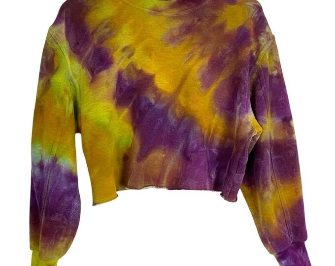 Handmade Geode Tie Dye Sweatshirt Womens Size XS Pullover Crop Handmade Gold
