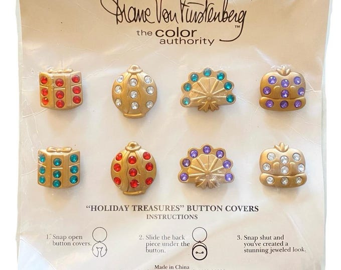 DVF Diane Von Furstenberg Button Covers Vintage Avon Collab Holiday Treasures Free Shipping