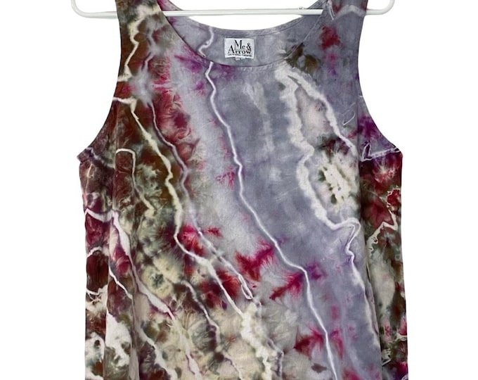 Me & Arrow Geode Ice Tie Dye Tank Top Womens Size Large Handmade Upcycled Gray
