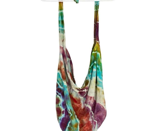 Hand Dyed Crossbody Bag Large Rainbow Colorful Upcycled Handmade