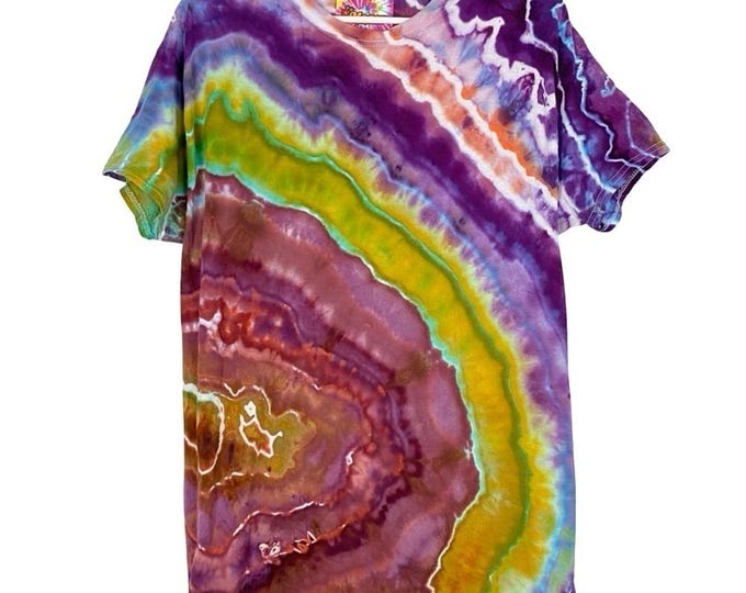 Handmade Geode Ice Tie Dye Tee Mens Size Large Unisex Cotton Tshirt Shirt