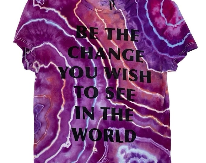 Custom Tie Dye Baby Tee Shirt Womens Size Small Pink Upcycled OOAK