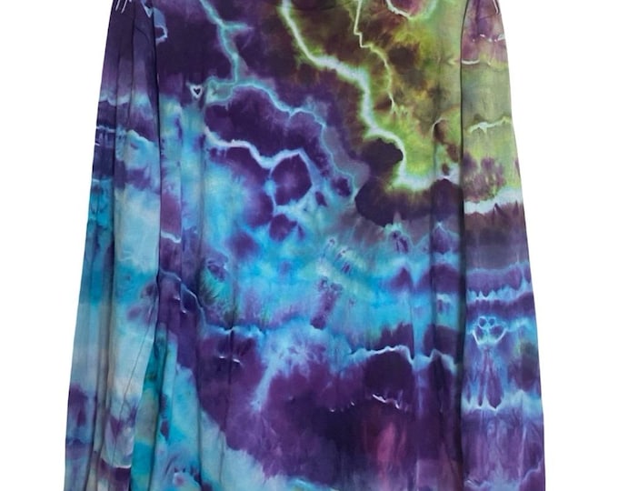 Handmade Ice Tie Dye Long Sleeve Tee Tshirt Mens Unisex Size Large Turquoise