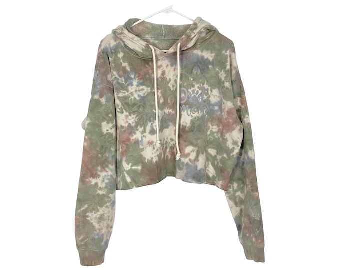 Handmade Dog Mom Tie Dye Hoodie Sweatshirt Pullover Womens Medium Camo Green Free Shipping