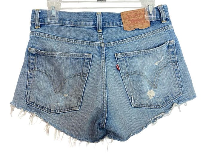 Levis Jean Shorts Womens Size Small Vintage Levi’s 507 Cut Offs Peek Pockets