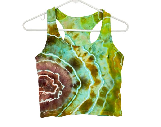 Geode Tie Dye Tank Top Crop Womens Size Small Handmade Racerback Cropped Shirt Free Shipping