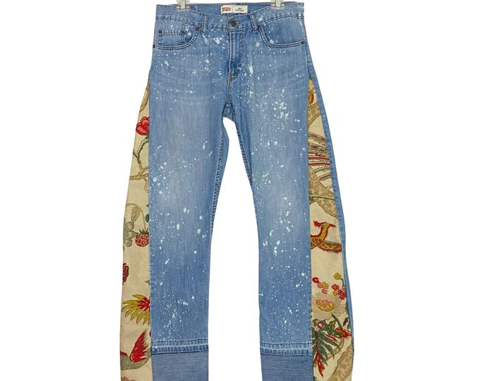 Levi’s Handmade Jeans Waist 29 Womens Size 8 Vintage Y2K Wide Leg Flare Levis Upcycled Rare One Of A Kind Free Shipping