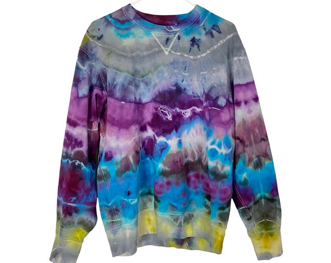 Handmade Geode Tie Dye Sweatshirt Pullover Mens Large Unisex Cotton Crewneck Free Shipping