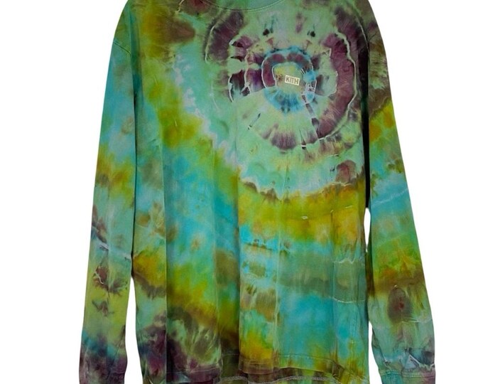 KITH Tie Dye Tee Tshirt Mens Size XL Long Sleeve Shirt Crewneck Custom Upcycled