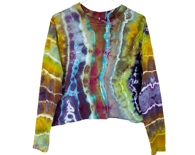 Handmade Geode Tie Dye Pullover Crop Top Womens Large Medium Colorful T-shirt One Of A Kind Free Shipping