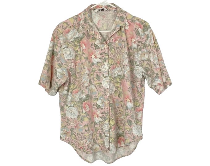 Vintage 80s 90s Grannycore Farmhouse Button Down Blouse Womens Size Medium Large Free Shipping