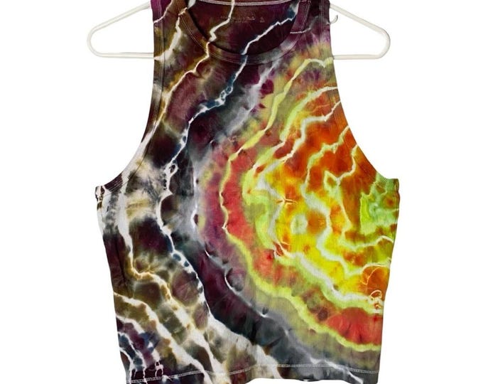 Handmade Geode Tie Dye Ribbed Tank Top Womens Size XL Galaxy Outer Space Multi