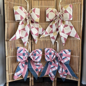 Vintage Quilt Fall Door Bow | Autumn Door Decor | Repurposed Quilt Bow | Farmhouse Front Door Decoration