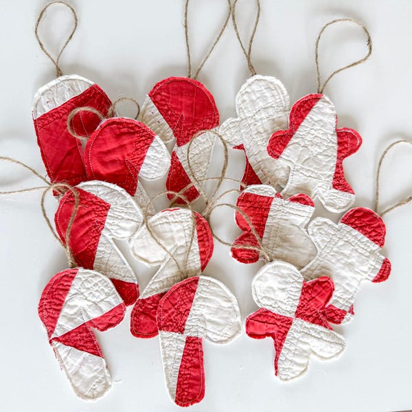 Vintage Quilt Christmas Ornament - Cottage Core Christmas, Vintage Holiday, Unique Christmas, Repurposed Quilt