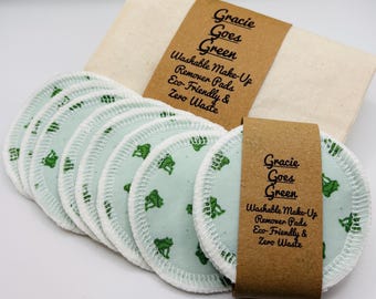 Handmade Washable & Reusable Frogs Cotton Fabric Makeup Remover Wipes Bag Optional