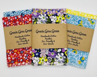 Handmade 2 Pack Liberty Print Cotton Handkerchiefs Eco Friendly & Zero Waste