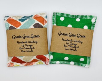 Handmade Reusable Fabric Washing Up Sponge Eco Friendly & Zero Waste