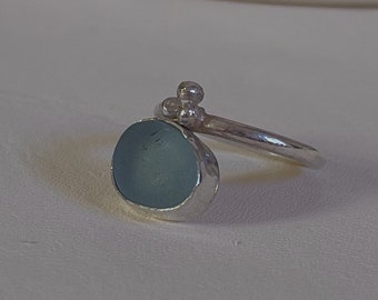 Blue Sea Glass Ring