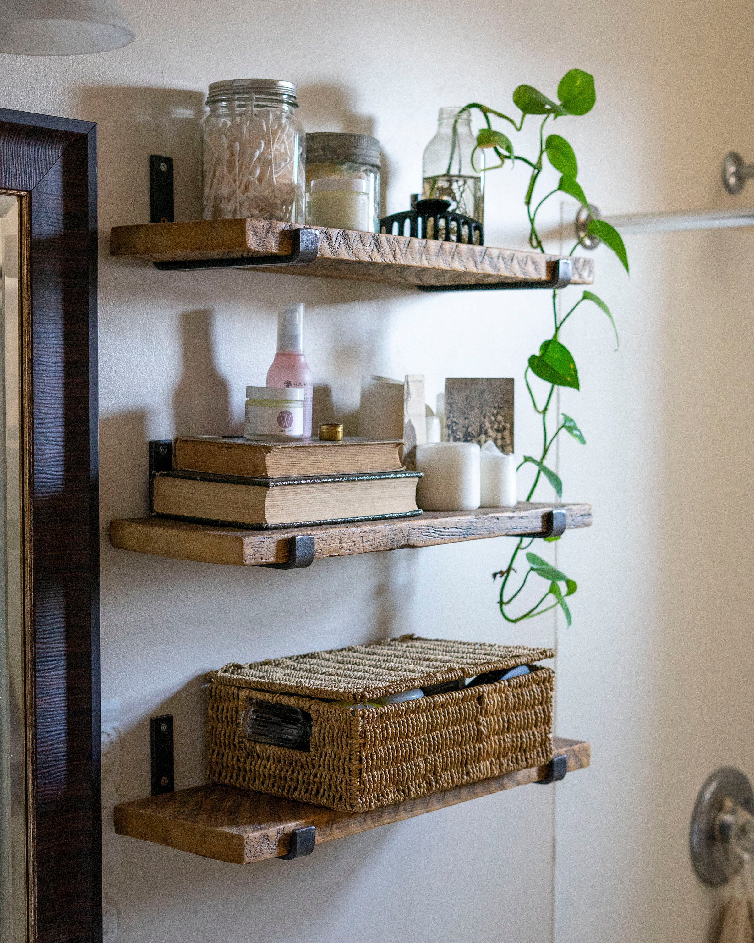 Rustic Modern Handmade Hardwood Bathroom Shelf Organizer Farmhouse - N –  Nala'sWorld
