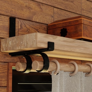 Shelf Bracket With Double Curtain Rod Holder, SOLD INDIVIDUALLY, Shelf ...