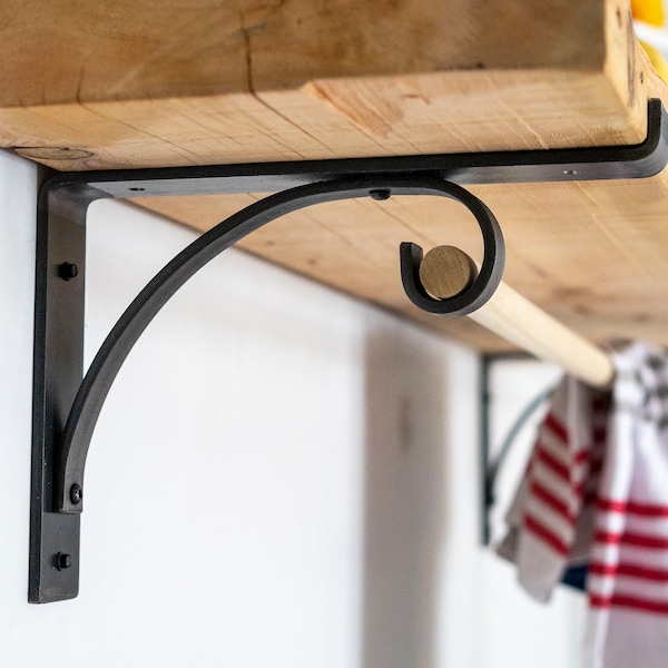Closet Rod Shelf Bracket, Shelf and Rod Bracket Open, 1.5" Heavy Duty, DIY Shelf Bracket, Closet Bracket, Industrial, Rustic, Modern Shelf
