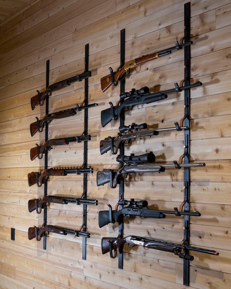 Custom Gun Rack, Wall Mounted Rifle Holders, Shotgun Storage Solution, Gun Lover Hunting Gift, Fire Arms Wall Mount Hanger, Rustic Gun Mount image 4
