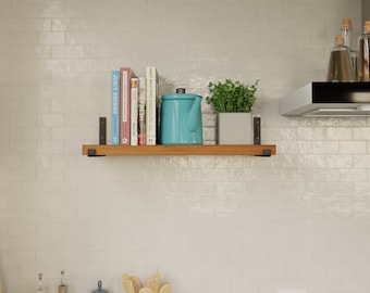 J Style Shelf Bracket, Kitchen Shelf, SOLD INDIVIDUALLY, Rustic Farmhouse Bracket, Heavy Duty Iron forged, Bathroom Entryway, 1&quot; wide steel