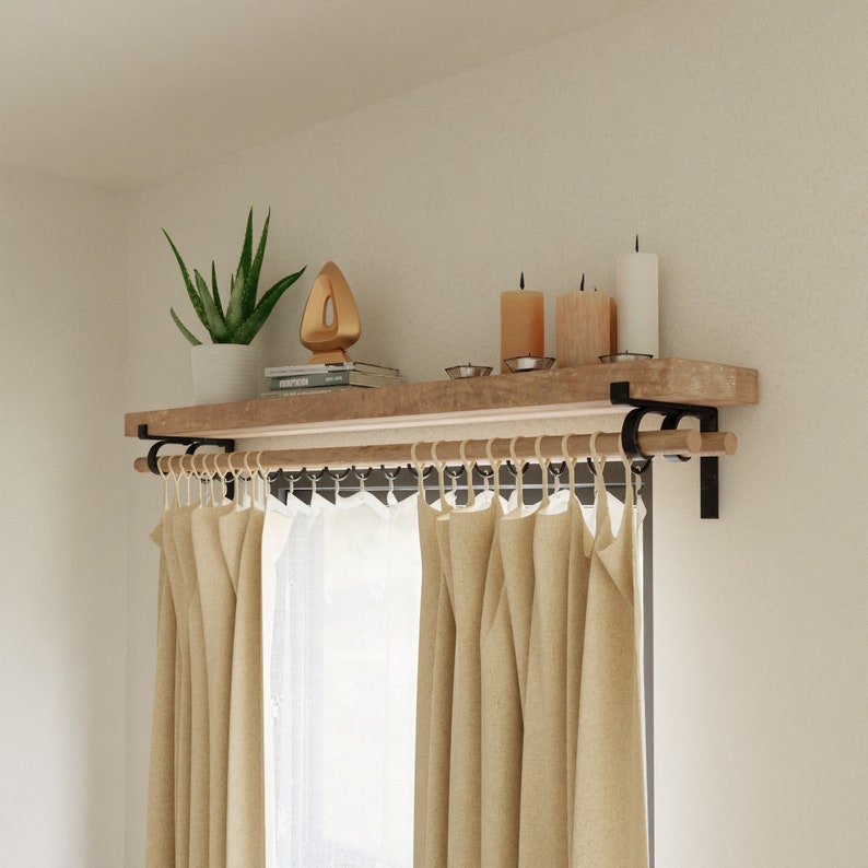 Shelf Bracket With Double Curtain Rod Holder SOLD Etsy